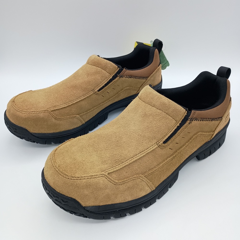 Brazos Mens‎ Steel Toe Work Shoes Tan Suede Slip On EH Slip Resistant 13D 170843
